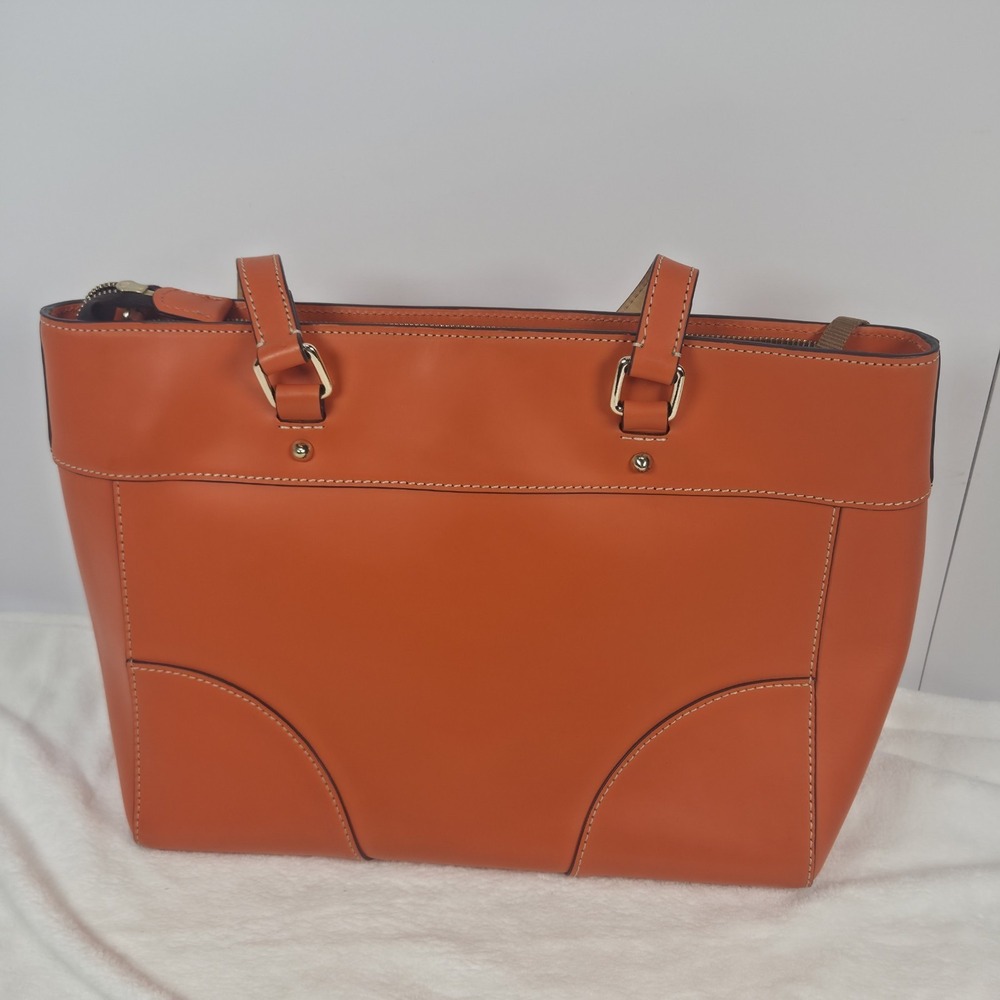 Dooney & Bourke "MILA" Pumpkin Color/Large Leather Tote Bag With Dust Cover - Picture 10 of 16